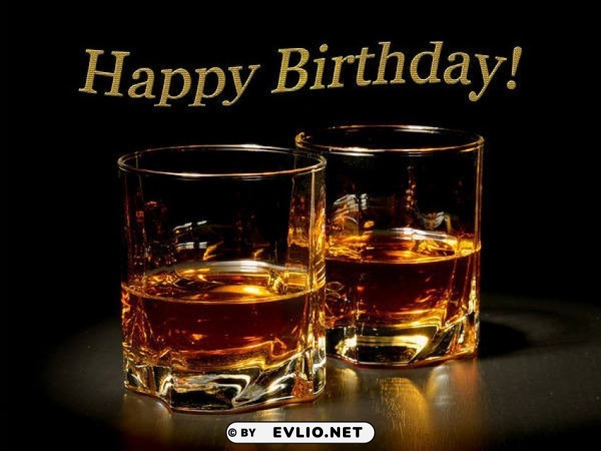 happy birthday card with whiskey HighResolution Isolated PNG Image
