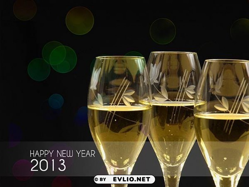 happy new year 2013 with champagne glasses Transparent PNG images wide assortment