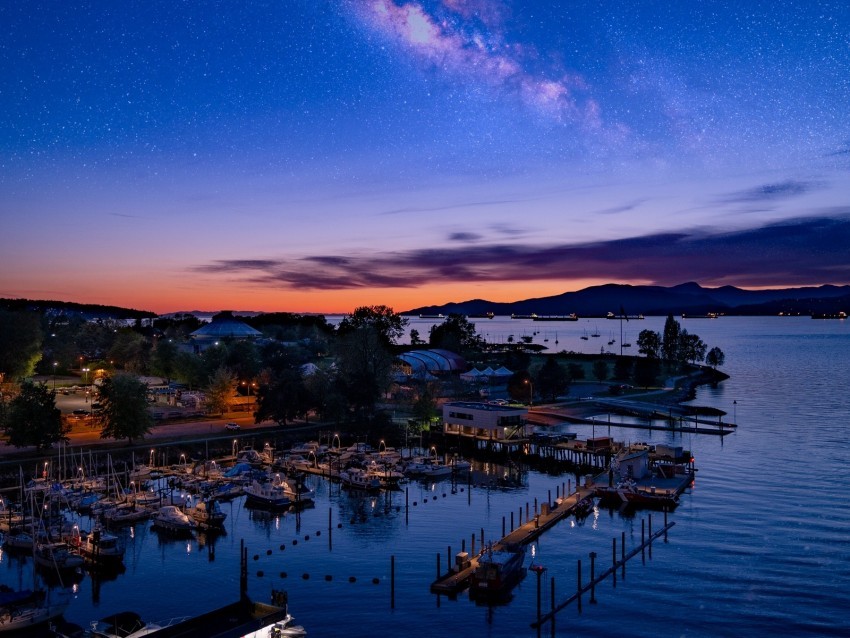 harbor city aerial view port twilight starry sky HighResolution Isolated PNG Image