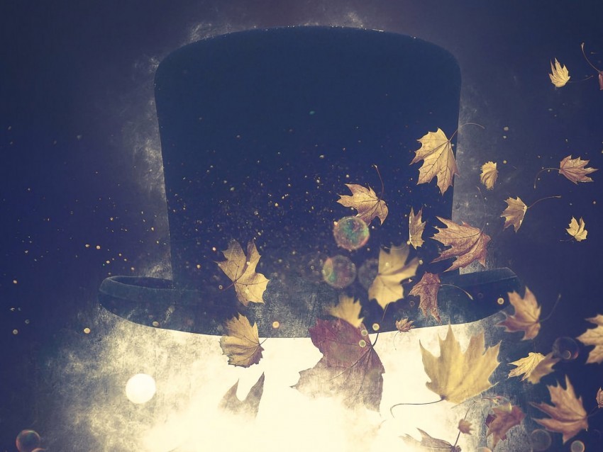 hat autumn foliage art surrealism PNG images with alpha channel selection 4k wallpaper