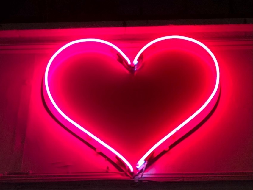 heart neon sign light red PNG image with no background