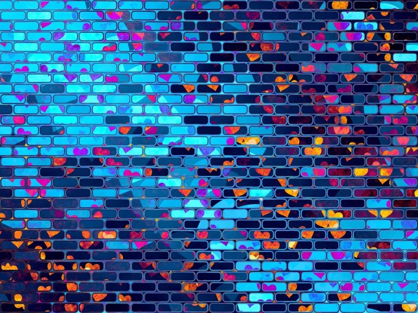 hearts heart brick wall colorful Isolated Illustration with Clear Background PNG 4k wallpaper