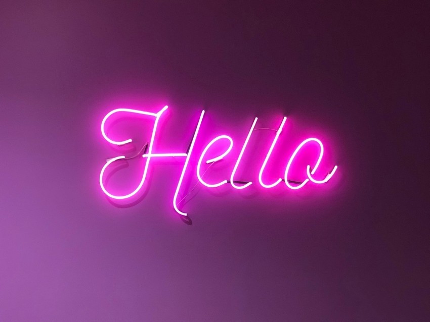 hello inscription neon light electricity sign Clean Background Isolated PNG Image
