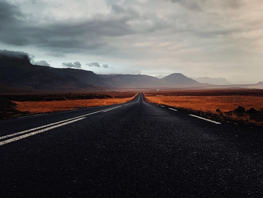 highway deserted iceland asphalt clouds relief north PNG files with alpha channel assortment