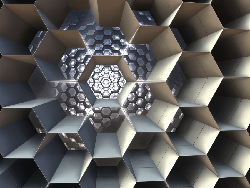 honeycomb cell structure 3d fractal PNG transparent elements package 4k wallpaper