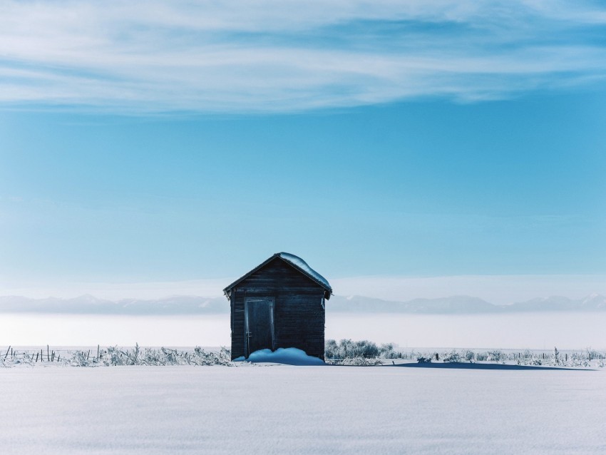 house hut snow winter landscape PNG graphics with transparency 4k wallpaper