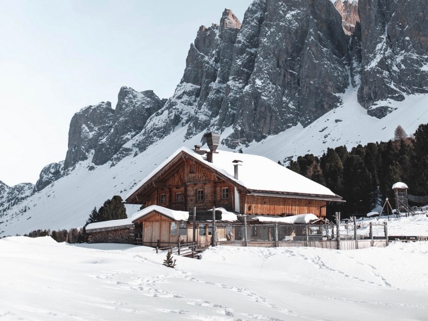 house mountains snow villa country nature Isolated Graphic with Transparent Background PNG