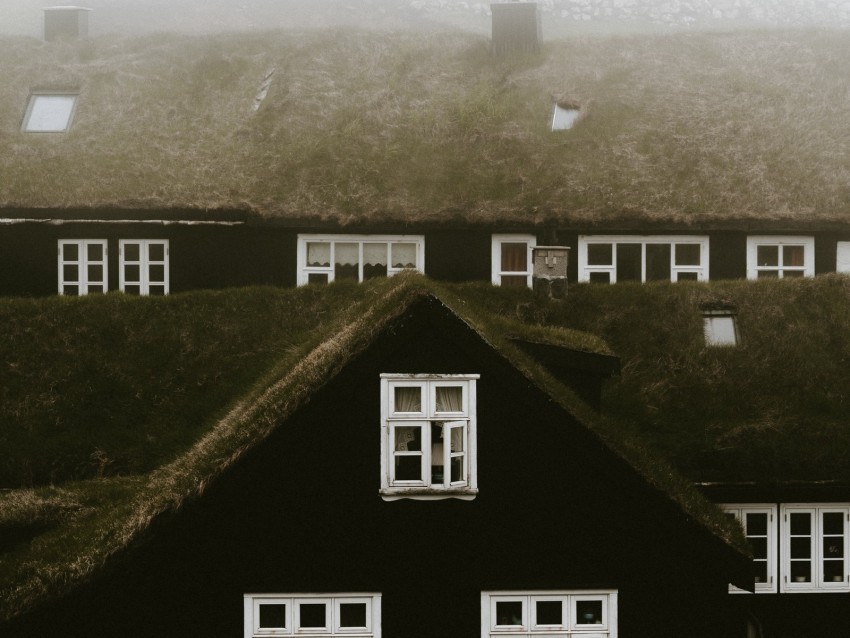 houses fog mist buildings scandinavia Clean Background PNG Isolated Art