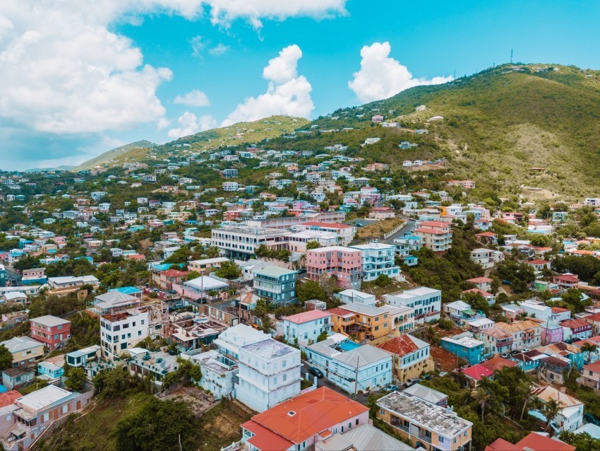 houses hill mountain sky charlotte amalie usa virgin islands Transparent background PNG images comprehensive collection