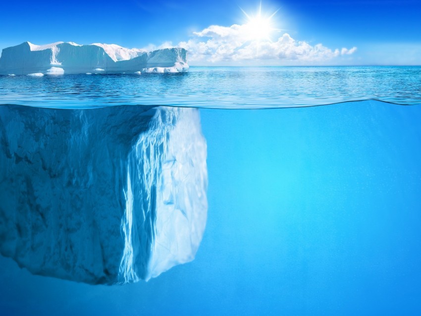 iceberg horizon under water sun rays PNG for use