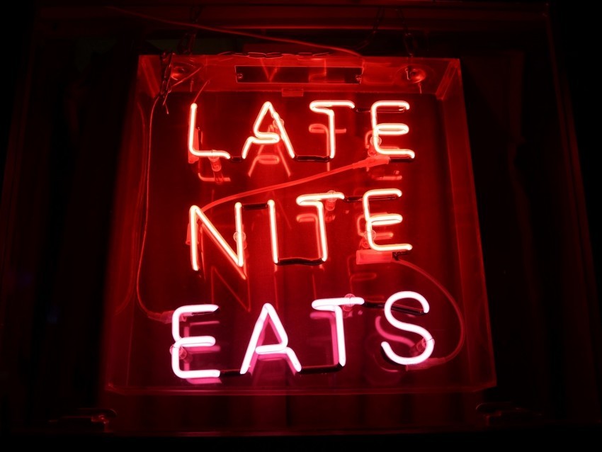 inscription neon lights letters text late nite eats Images in PNG format with transparency