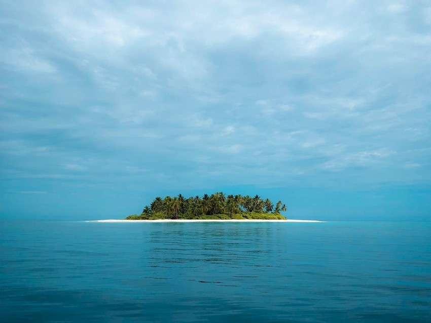 island ocean horizon sky clouds tropics Transparent PNG Isolated Object with Detail