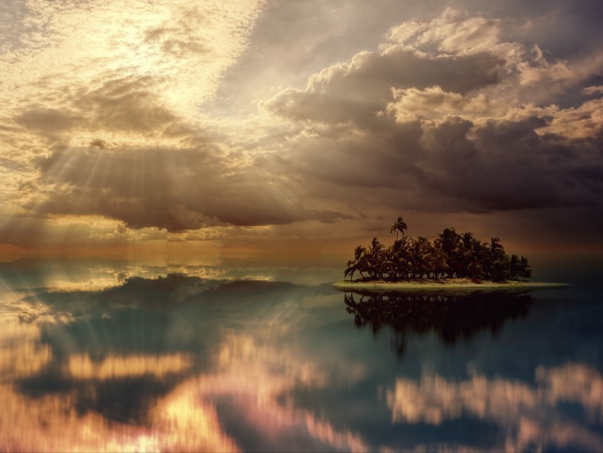 island palm trees ocean clouds overcast cloudy PNG transparency images 4k wallpaper