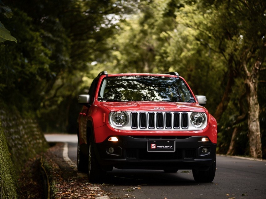 jeep renegade jeep car suv red front view PNG Image Isolated with High Clarity