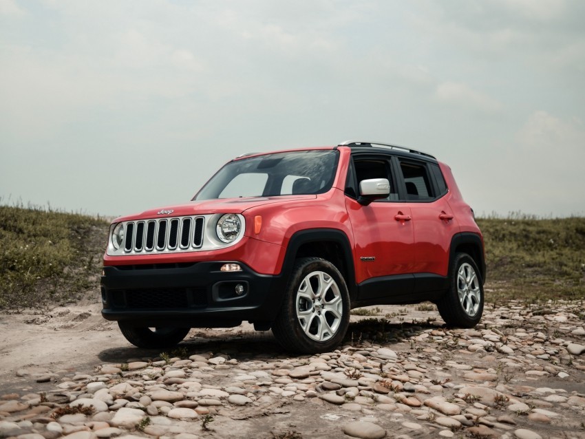 jeep renegade jeep car suv red side view off-road PNG files with no royalties