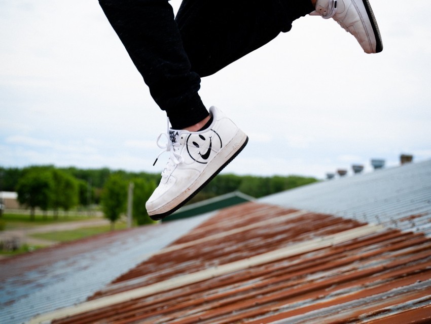 jump legs sneakers man roof Isolated Item with HighResolution Transparent PNG