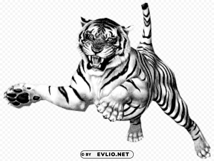 jumping tiger PNG for educational use