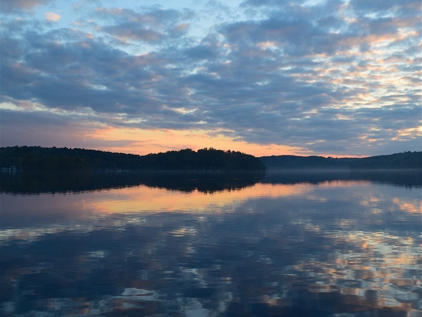 lake clouds reflection sky sunset landscape PNG Image with Transparent Isolation