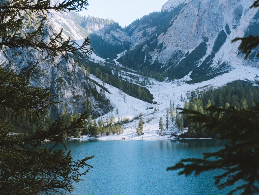 lake mountains branches landscape italy PNG with clear background set 4k wallpaper