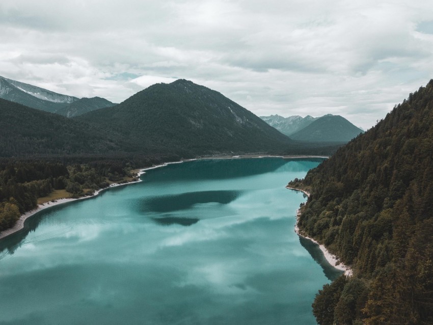 lake mountains landscape trees aerial view Free PNG images with transparent background