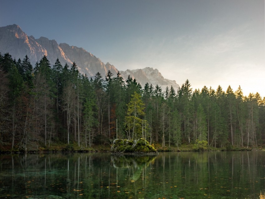 lake mountains trees sky peaks Isolated Object with Transparency in PNG 4k wallpaper