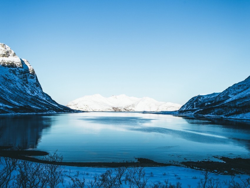 lake snow mountains sky trees coast winter Transparent Background Isolation in HighQuality PNG 4k wallpaper