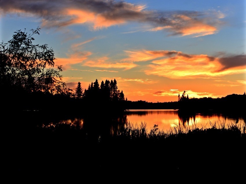 lake sunset dark landscape twilight Transparent PNG Isolated Graphic Design