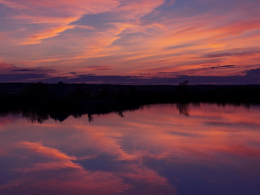 lake sunset landscape twilight reflection dark Transparent background PNG clipart