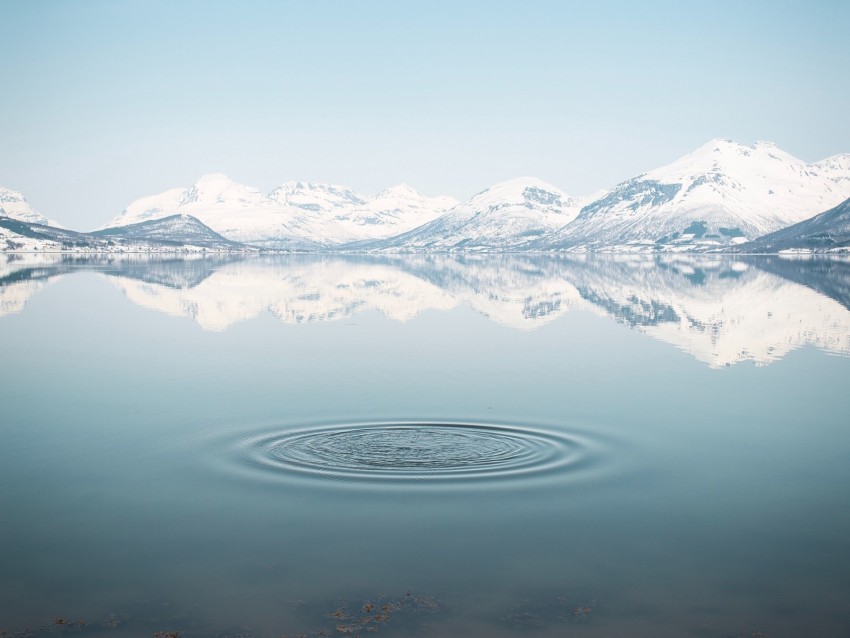 lake waves mountains snow landscape PNG images with transparent overlay 4k wallpaper