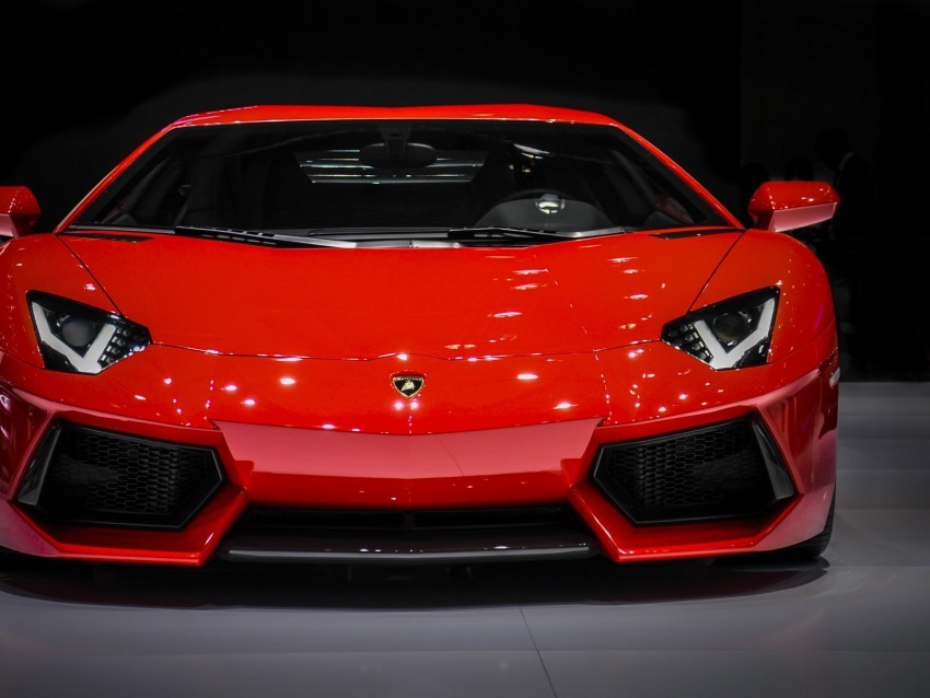 lamborghini aventador lamborghini sports car supercar red front view Isolated Character with Clear Background PNG