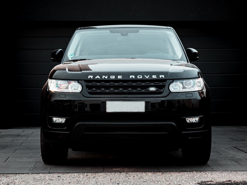 land rover range rover car black suv front view Isolated Artwork in Transparent PNG