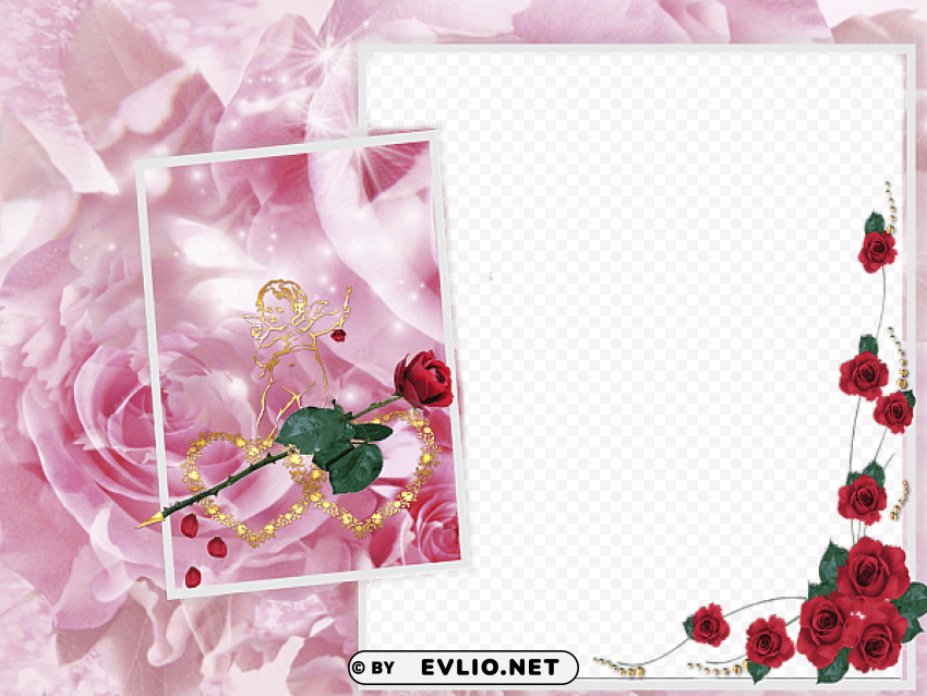 large transparent frame roses and angel PNG files with alpha channel assortment