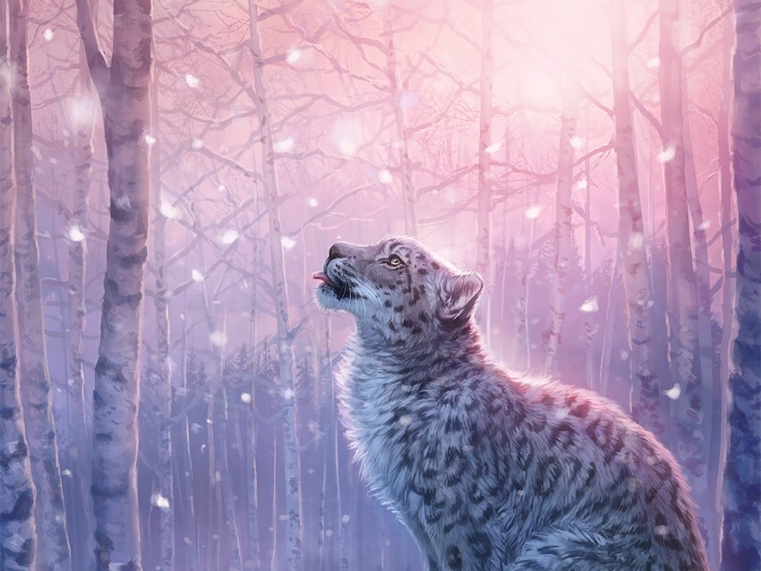 leopard art snow leopard forest snow Free PNG images with alpha transparency comprehensive compilation