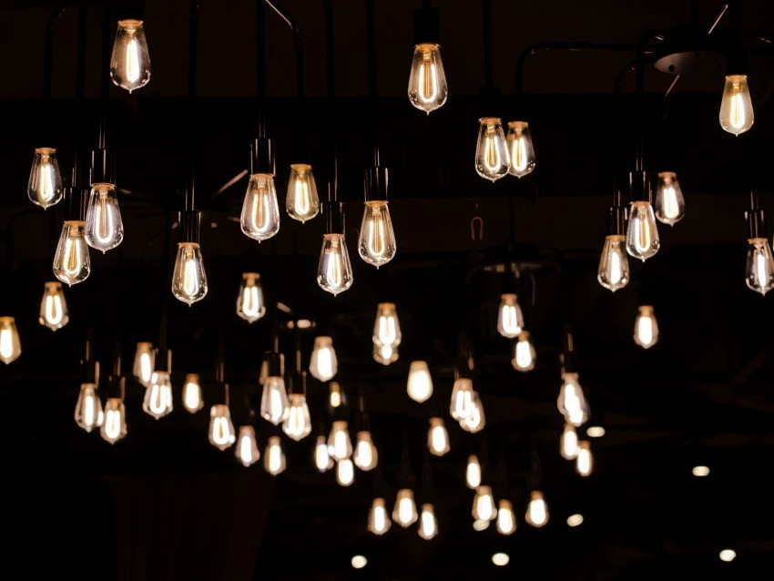 light bulbs electricity lighting light dark Transparent Background Isolated PNG Art