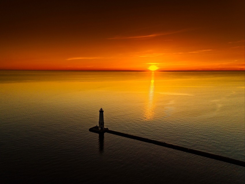 lighthouse sea aerial view sunset twilight Transparent Background Isolated PNG Art 4k wallpaper