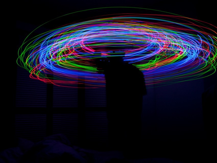 lines multicolored light motion long exposure dark High-resolution PNG