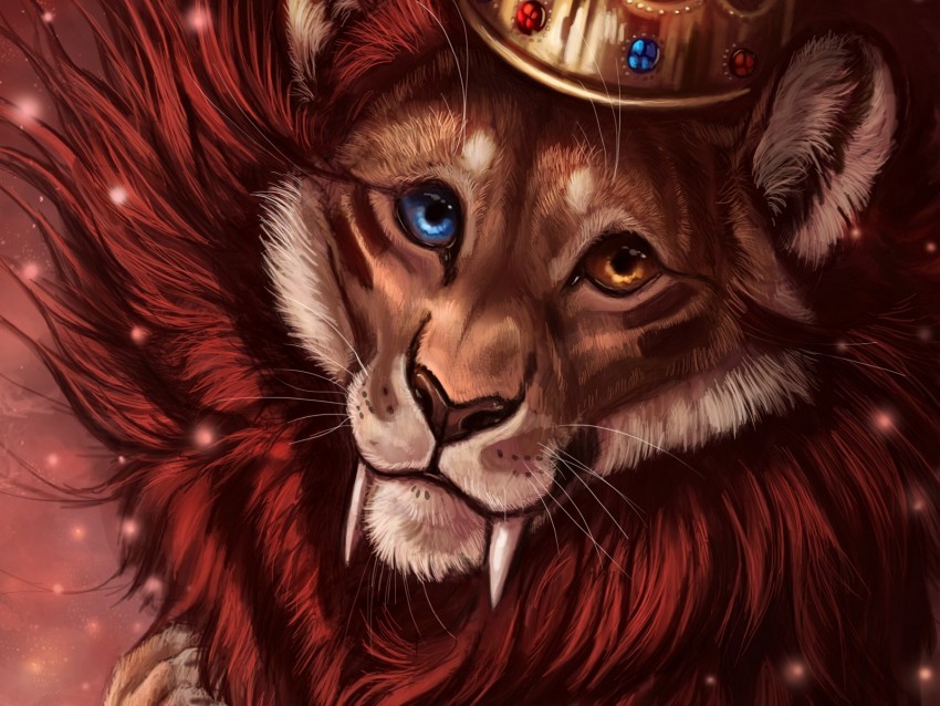 lion crown art king of beasts king PNG with no background free download