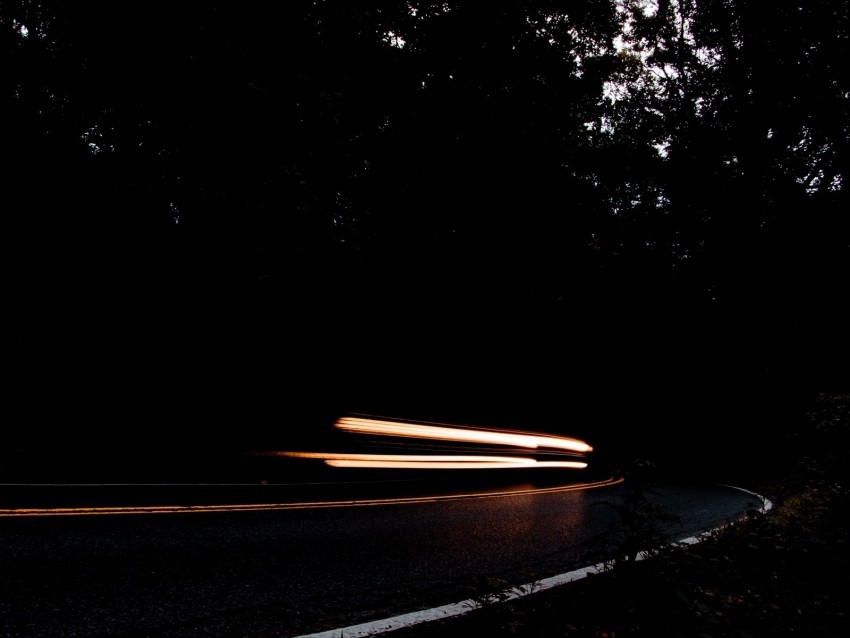 long exposure night road turn darkness PNG for business use