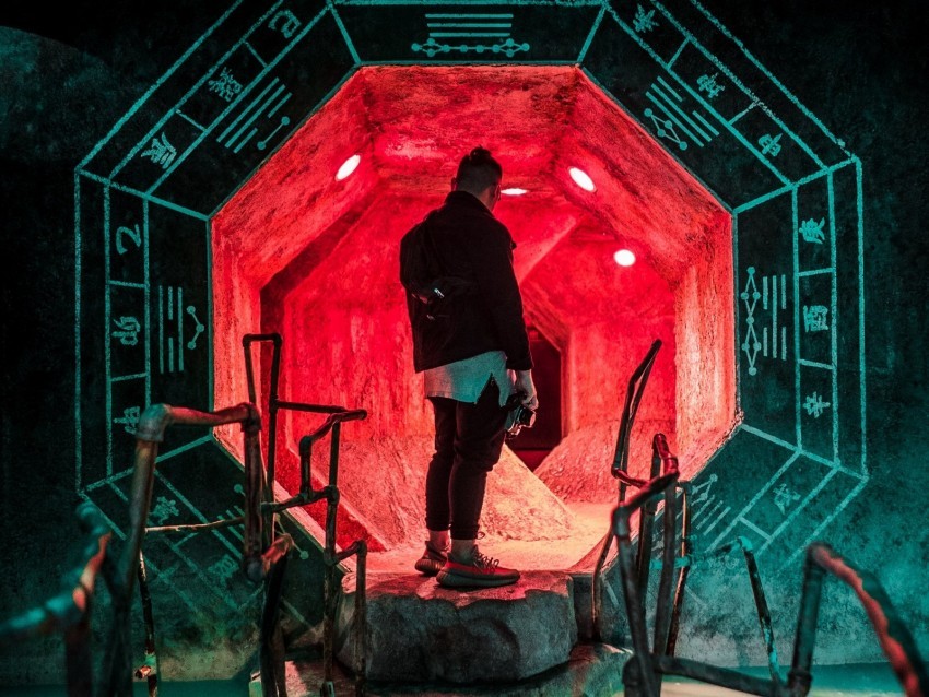 man cave tunnel entrance lighting PNG for blog use 4k wallpaper
