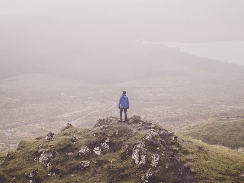 man lonely loneliness fog grass PNG file with alpha