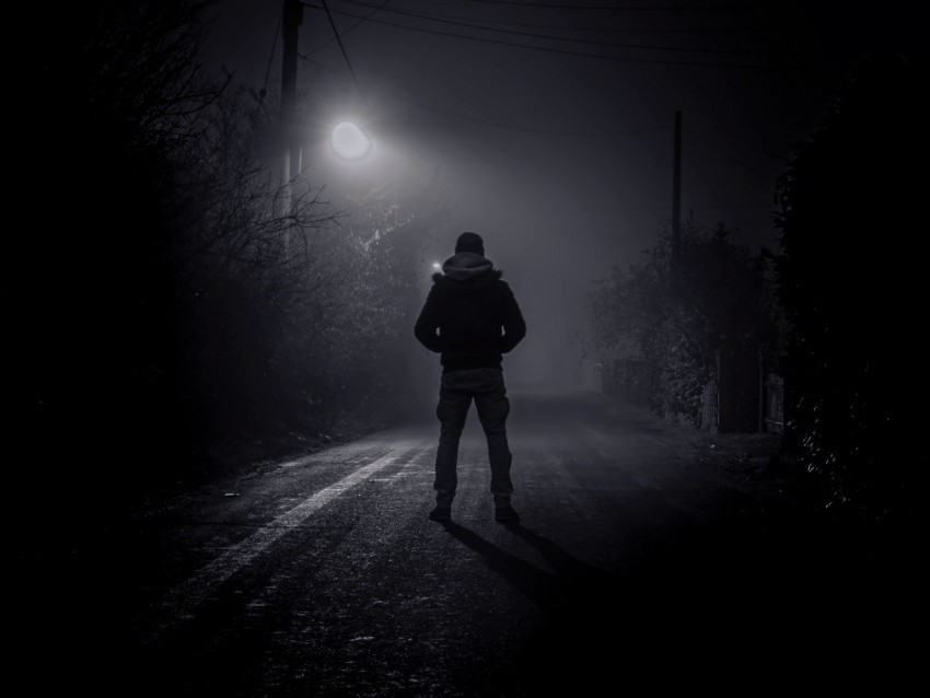 man solitude night street bw PNG files with clear background
