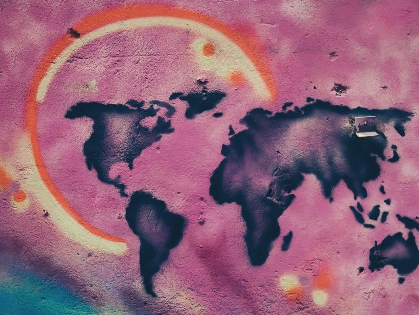 map continents graffiti wall paint street art PNG design
