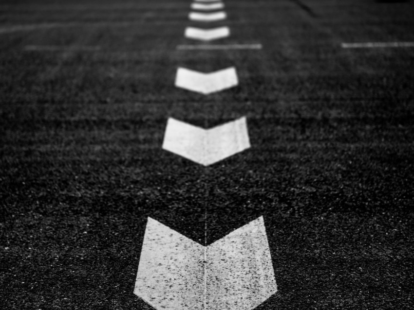 marking arrows bw asphalt road Isolated Graphic on HighQuality Transparent PNG