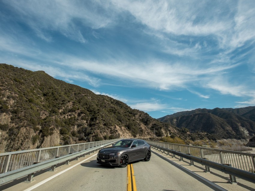 maserati levante maserati crossover bridge sky mountains Isolated Artwork on HighQuality Transparent PNG 4k wallpaper