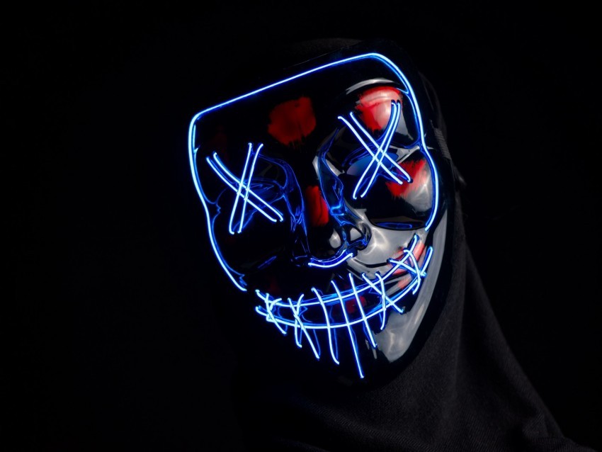 mask anonymous neon face hidden dark Isolated Subject on HighResolution Transparent PNG
