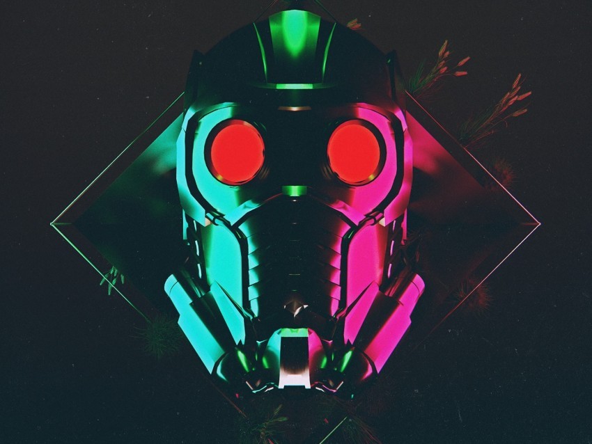 mask helmet glow colorful PNG with no bg 4k wallpaper