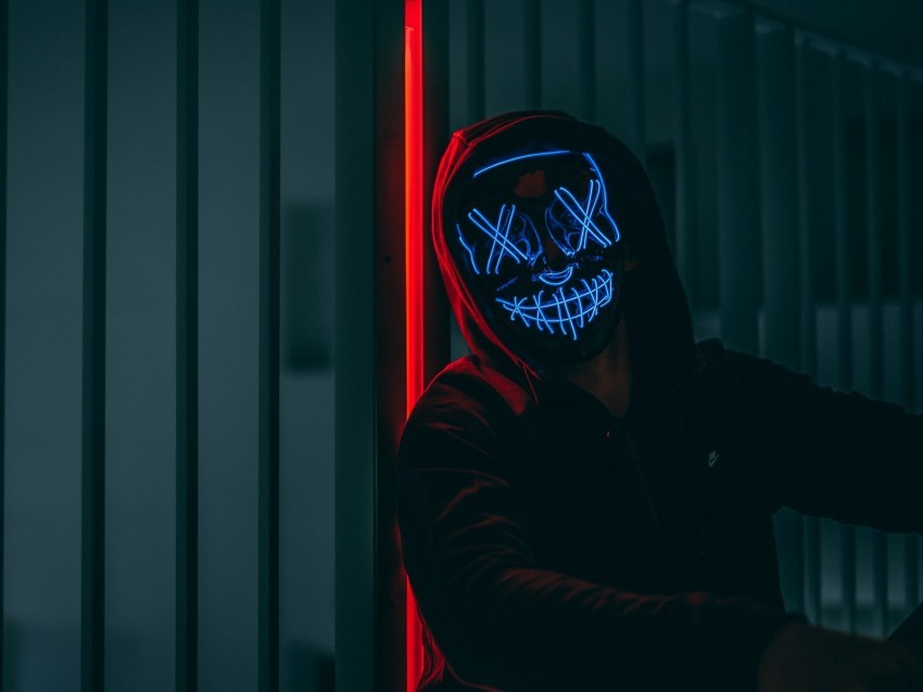 mask hood neon anonymous glow PNG images with clear alpha channel broad assortment