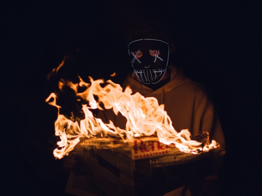 mask newspaper fire man dark High Resolution PNG Isolated Illustration