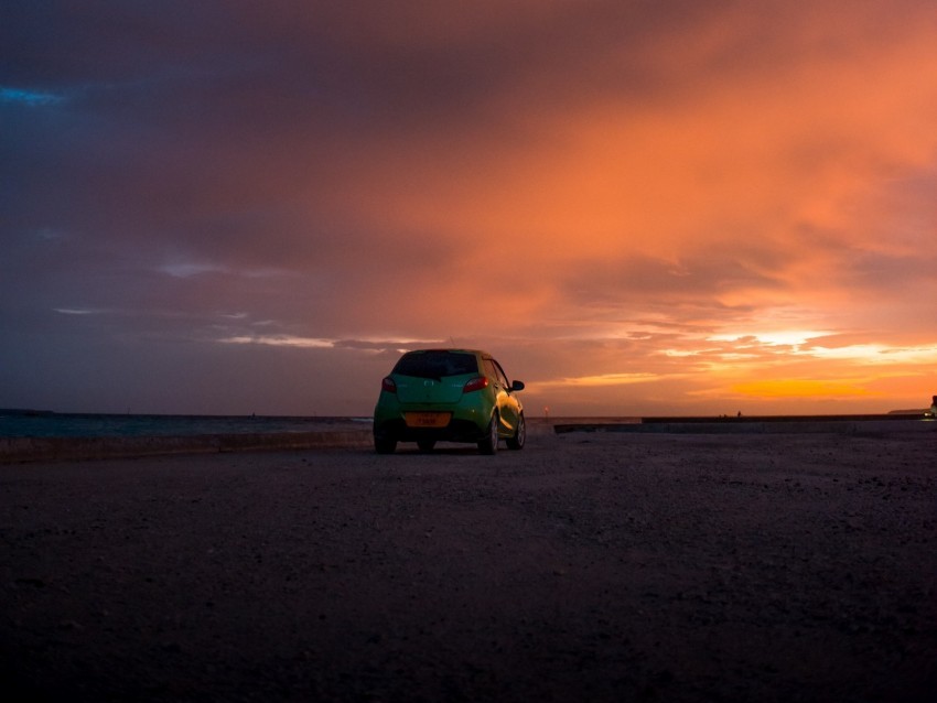 mazda car sunset sky clouds Transparent PNG Image Isolation