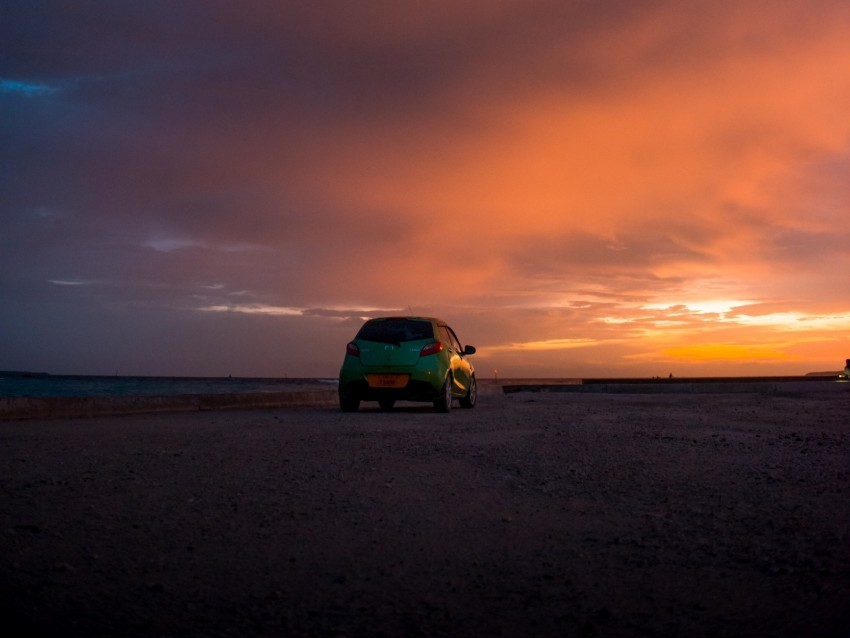 mazda car sunset sky clouds Transparent PNG Image Isolation 4k wallpaper